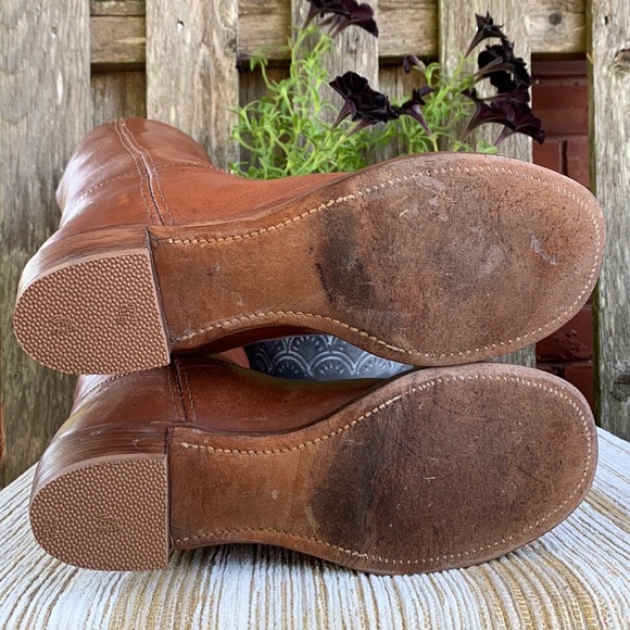 Sold FRYE Vintage USA Tall Knee High Campus Brown Leather Stovepipe Riding Boots - Picture 10 of 14